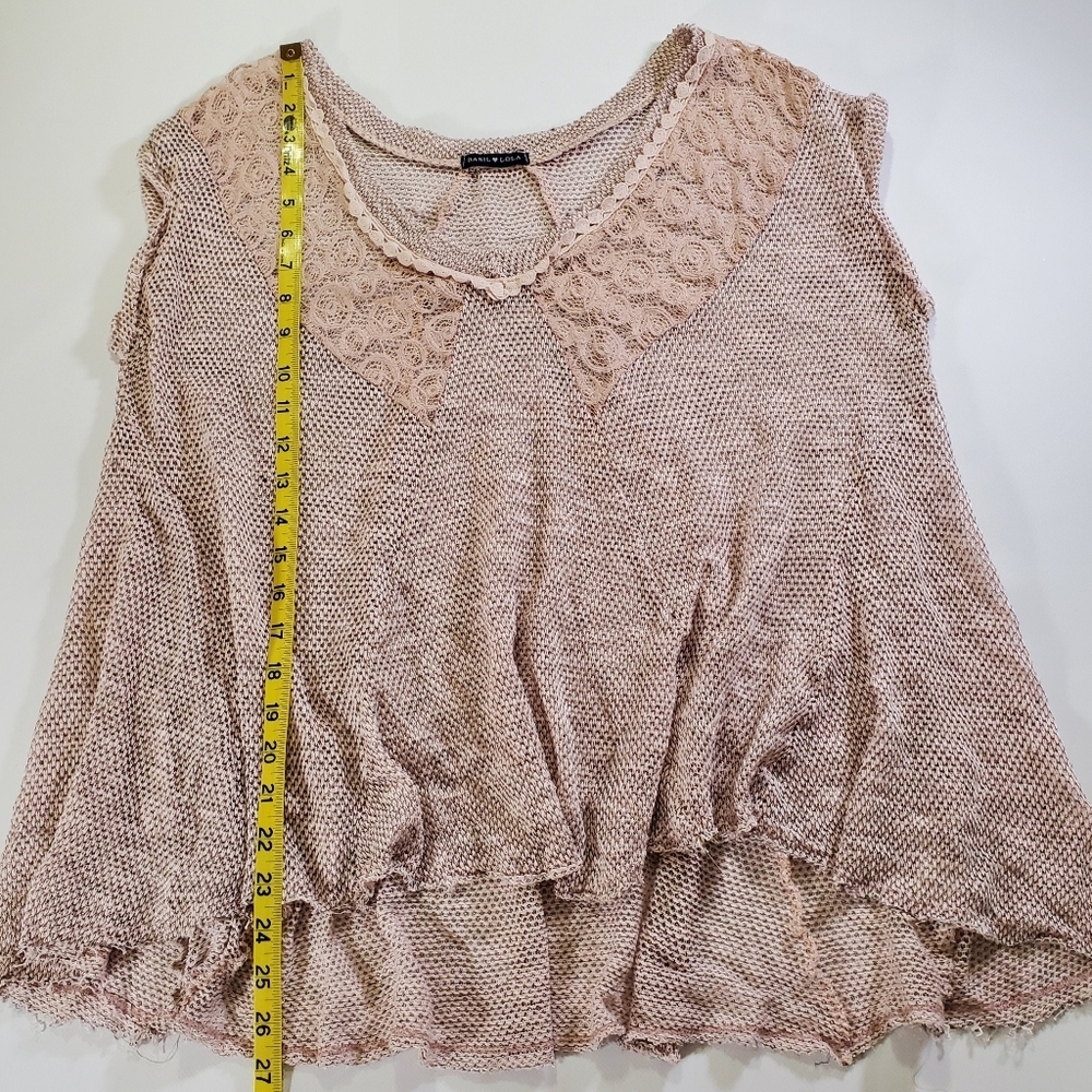 2455 * Basil Lola Lace Crochet Overlay Sleeveless Top Light Pink Blush Size M - Picture 9 of 9